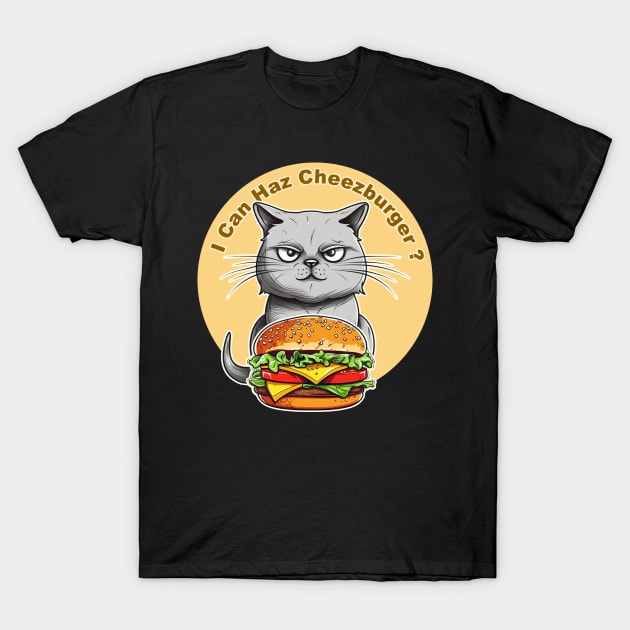 "I Can Haz a Cheeseburger" Meme Internet Culture T-Shirt by GAMAS Threads